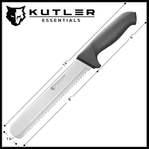KUTLER Professional 8-Inch Bread Knife and Cake Slicer, Ultra-Sharp Stainless Steel Cutlery with Serrated Edge