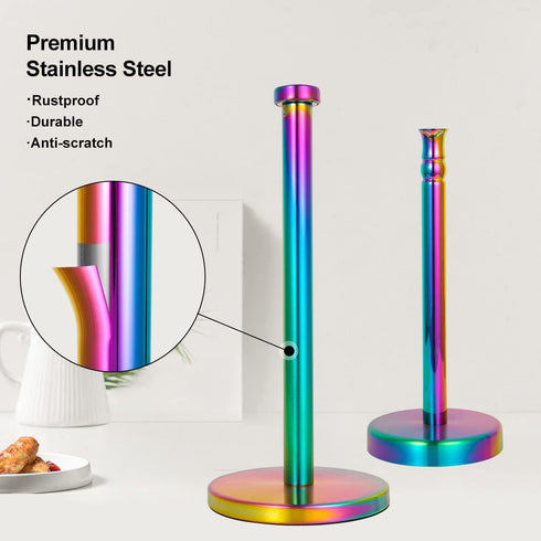 Countertop, Paper Towel Holder Rainbow Kitchen Paper Towel Holder Stand with Stainless Steel Base for Kitchen