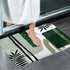 Green Mid Century Bath Rugs, Modern Boho Geometric Abstract, Non Slip Flannel Bathroom Rug, 17x29 Inch