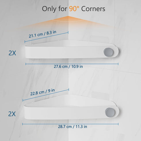 90 4 Pack Sotfamily Plastic Shower Caddy Corner (for Only), Adhesive Corner Shower Shelves for Bathroom Organizers