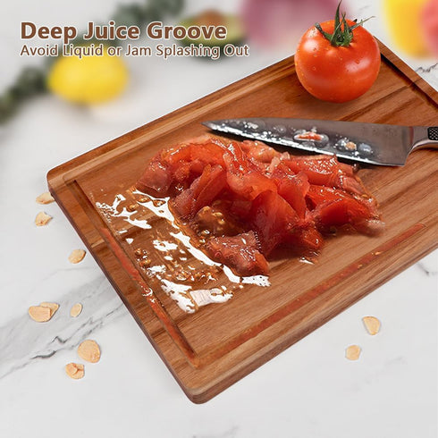 Set 3 AIDEA Wood Cutting Board, Wooden Cutting Boards for Kitchen, Acacia Wood Chopping Board of with Deep Juice