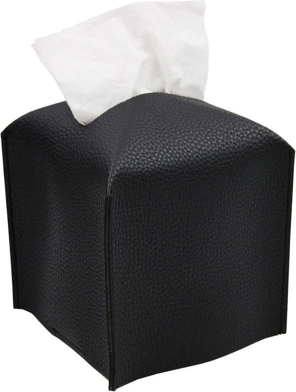 Livelab Tissue Box Cover, Square PU Leather Tissue Holder, Modern Dispenser for Bathroom, Vanity, Night Stands, Desk,