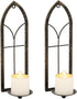 Set 2 GAKA Metal Rustic Wall Sconce Candle Holder of Black Gold Wall Gothic Mount Candle Sconce Holder for Living Room