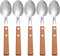 Hemoton 5pcs Stainless Steel Dessert Spoons, Wood Handle Tea Spoons, Ice Cream Cake Tasting Spoon, Dinner Spoon for