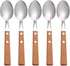 Hemoton 5pcs Stainless Steel Dessert Spoons, Wood Handle Tea Spoons, Ice Cream Cake Tasting Spoon, Dinner Spoon for