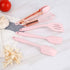 Set Collfa Rose Gold And Pink Kitchen Utensil Small Five-Piece Mini Silicone Kids Kitchen Tools Whisk Spatula Tongs