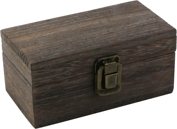 Antique Wooden Box with Hinged Lid and Lock, Decorative Storage Box for Crafts, Hobbies, and Jewelry