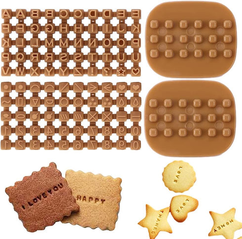 Pack of 100 Alphabet Number Letter Cookie Cutters, Set Stamp Press Biscuit Fondant Decorating Tools