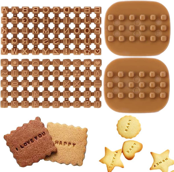 Pack of 100 Alphabet Number Letter Cookie Cutters, Set Stamp Press Biscuit Fondant Decorating Tools
