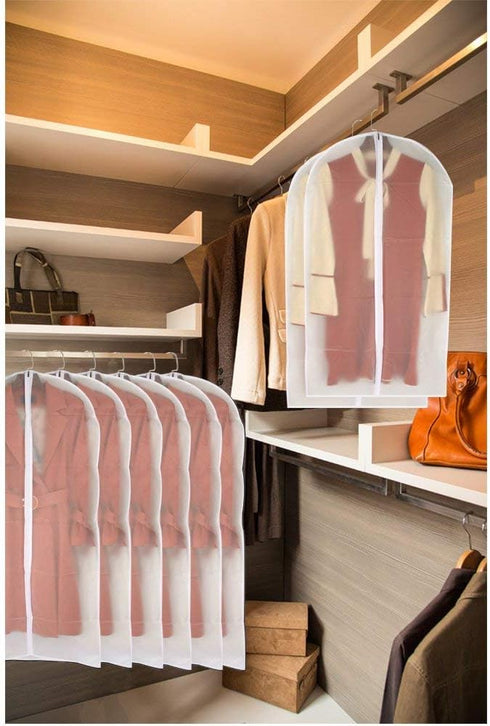 Garment Bag Clear 24'' x 48'' Long Suit Dust Cover for Dance Dress Clothes, Pack of 6