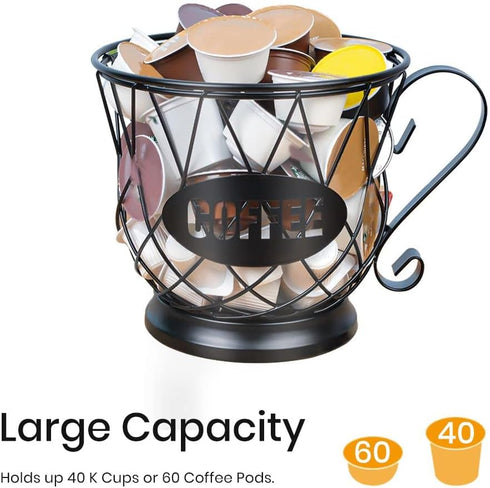 TreeLen K Cup Holder, Large Capacity Coffee Pod Organizer for 40 K Cups, Black Storage for Coffee Bar