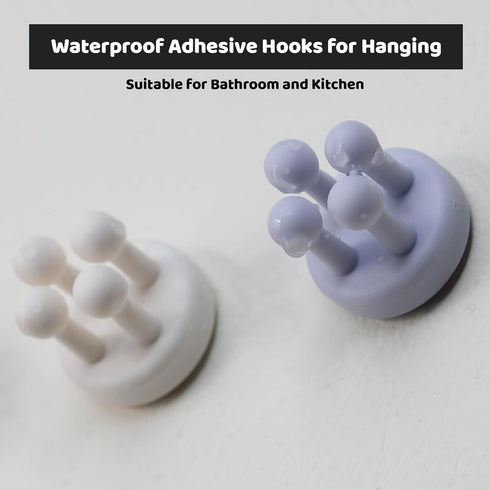 4Pcs Mindful Design Razor Holder - Self Adhesive Silicone Toothbrush Holders Wall Mounted to Mirror for Shower Hanging