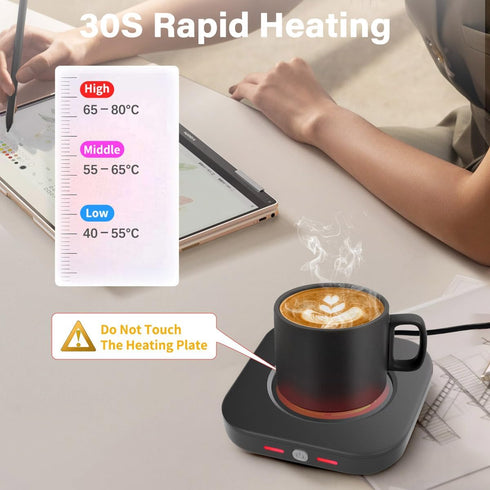 YsyYey 24W 3 Settings Electric Coffee Cup Warmer for Office Desk, Mug Warmer Plate with Auto Switch Off, Heat Tea