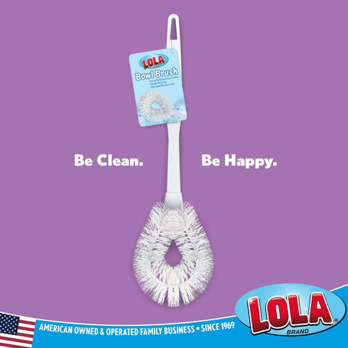 3 Pack, LOLA Toilet Bowl Brush w/Curved Head, Coated Wire, Durable Poly Bristles, Reaches Under Toilet Bowl Rim