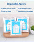 Disposable Aprons (50 Count) - Waterproof Plastic Apron for Painting, Cooking, Housework, and Picnics