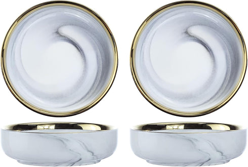 Colias Wing 3.5 Inch Elegant Marble Pattern Porcelain Side Dish Bowl Set of 4 for Soy Dipping Sauce