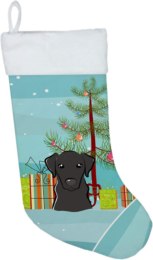 Caroline's Treasures BB1607CS Christmas Tree and Black Labrador Christmas Stocking, Holiday Decorations