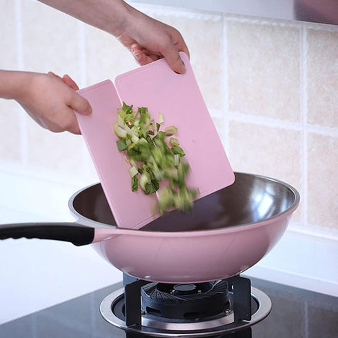 Small Cutting Board, Folding Plastic Cutting Board with Juice Grooves, Mini Pink Fruit Cutting Board