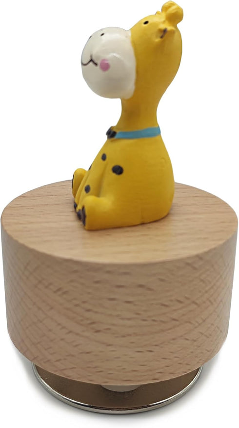 falado Mini Wooden Animal Rotary Music Box with Cute Giraffe Ornament (It's a Small World.)