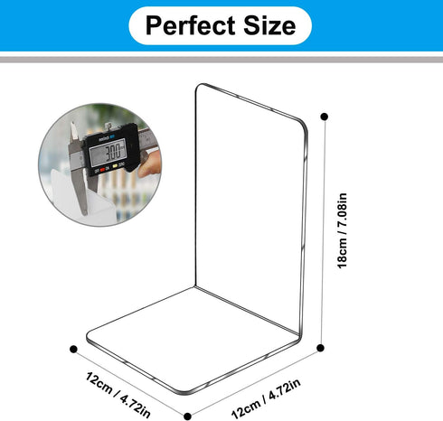 Lulonpon 8pcs Acrylic Book Ends - Non-Skid Clear Bookends for School Library and Desktop Organizer, Book Shelves
