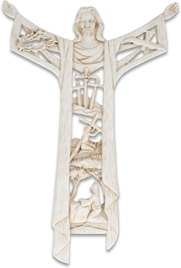 Dicksons The Risen Christ Calvary Story Wall Cross, 11 Inch Woodgrain Resin Stone
