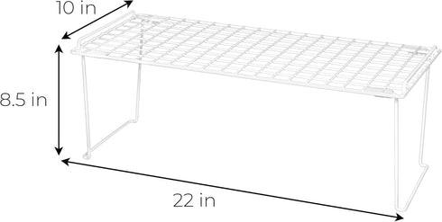 Smart Design Stacking Cabinet Shelf Rack - Extra Large 22 x 10 Inch - Steel Metal Wire Organizer for Kitchen