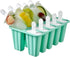 Popsicle Molds, 10 Pieces Reusable Silicone Ice Pop Maker with Easy Release (10 Cavities-Green)