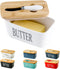 Hasense Porcelain Butter Dish, Bamboo Lid Covered Container for Countertop, Airtight Butter Keeper with Knife