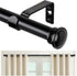 TONIAL 32 to 58 Inch Curtain Rod, Telescoping 3/4 Drapery Rods for Windows 20 to 53 Inch, Decorative Black Rod