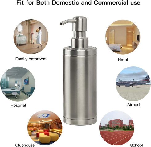GAPPO Brushed Nickel Soap Dispenser, Stainless Steel Pump Hand Lotion Bottle for Bathroom, Bedroom & Kitchen (300ML)