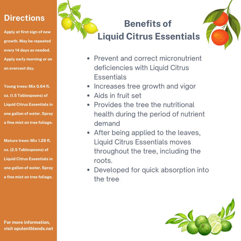 (16 oz.) Liquid Citrus Essentials | fl. | Increase Yield and Health of Citrus Trees | Liquid Fertilizer for Citrus