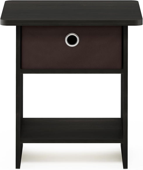 Furinno Dario End Table / Side Table - 1-Pack, Espresso/Brown with Bin Drawer