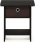 Furinno Dario End Table / Side Table - 1-Pack, Espresso/Brown with Bin Drawer