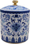 wsmart Small Vintage Blue and White Porcelain Salt Cellar with Lid Ceramic Salt