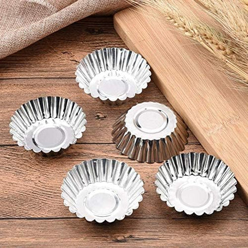 10 Pcs Stainless Steel Mini Tart/Pie Pans, Reusable Non-Stick Baking Molds for Tartlet and Cupcake Baking.