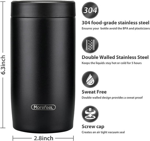Morefeel 4-in-1 Skinny Can Cooler, Double Wall Stainless Steel Insulated Can Holder, Works With 12 Oz Slim Can,