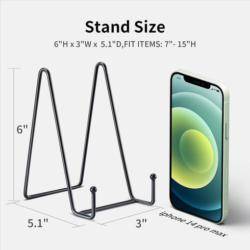3 Pack 6 Inch Plate Stands for Display, Plate Holder Display Stand, Picture Frame Stand Black Metal Frame Holder Stands for Book,Small Easel,Decorative Plate,Photo and Platter,Tabletop Art