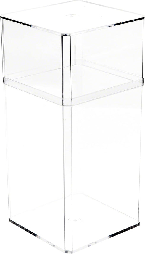 Pioneer Plastics 048C Clear Large Rectangular Plastic Container, 3.75" W x 3.75" D x 8.25" H, Pack of 2
