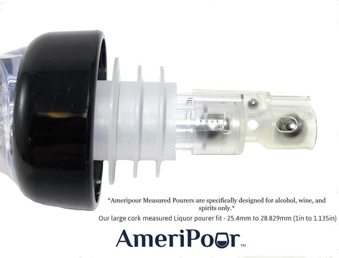Measured Liquor Pourers - Large Cork for Oversized Bottles - 100% USA Made, 2oz (60ml) - 3 Pack