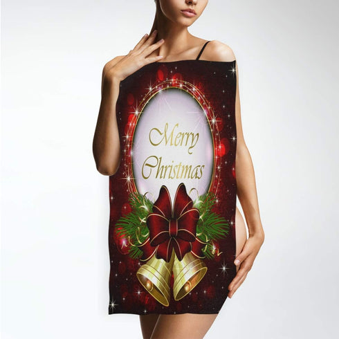 Pfrewn Christmas Bells Bow Hand Towels 16x30 in Red Snowflakes for Bathroom Decor