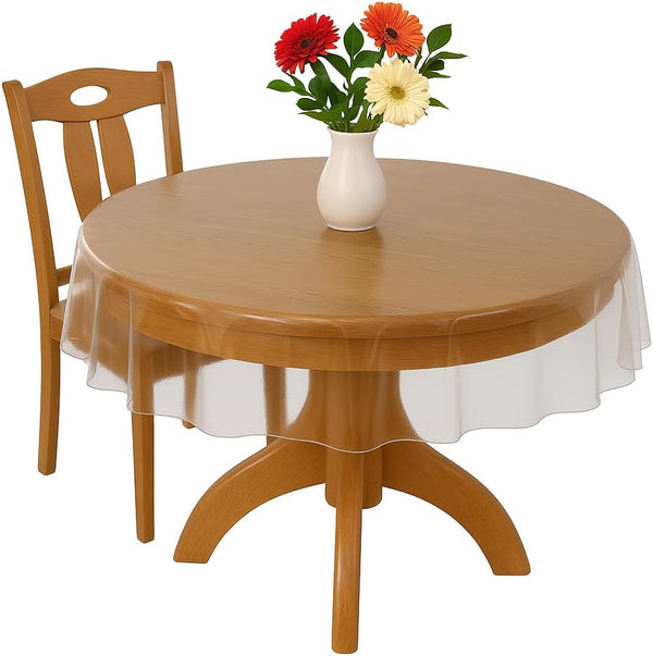 Dependable Industries Essentials Clear Vinyl Tablecloth Protector – 70" Round Waterproof Plastic Cover