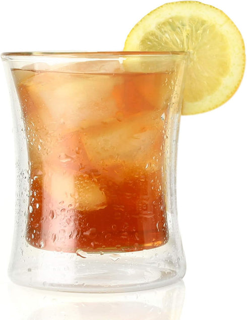 Tea Forte Poom Double Wall Glass Tea Cup, 10 ounce for Hot or Iced Tea