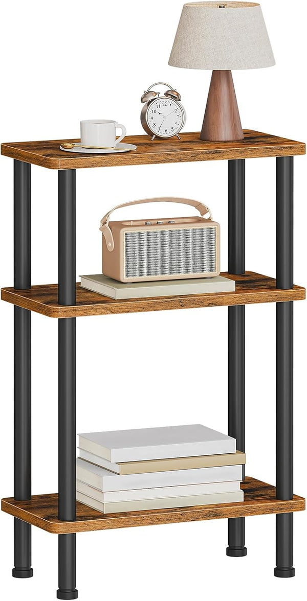 HOOBRO Narrow Side Table, 3-Tier Slim End Table No Tools Needed, Twist-On