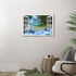 Grand Waterfall Wall Art Window View Decor, Green Mountain Pictures Canvas Print for Bedroom, Framed Ready to Hang