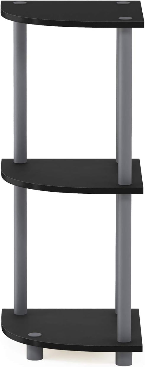3-Tier Furinno TURN-N-TUBE Corner Shelf, Corner Bookshelf, Display Storage Shelves with Open Shelves, for Organization