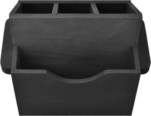 Ikee Design Wooden Utensil Caddy with Handles, Silverware Holder for Countertop, Camping, and Kitchen, Black