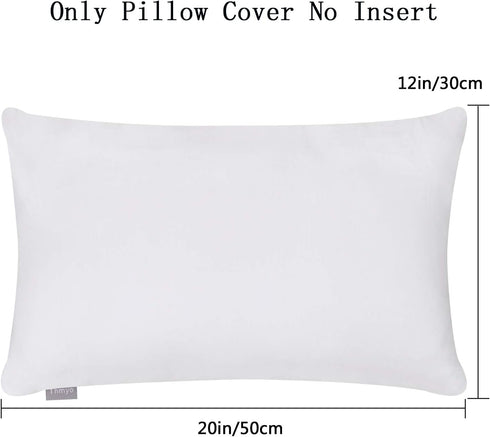 Thmyo 4-Pack 100% Cotton Lumbar Throw Pillow Case, 12x20inch/30x50cm, White (Covers Only, Not Pillows)