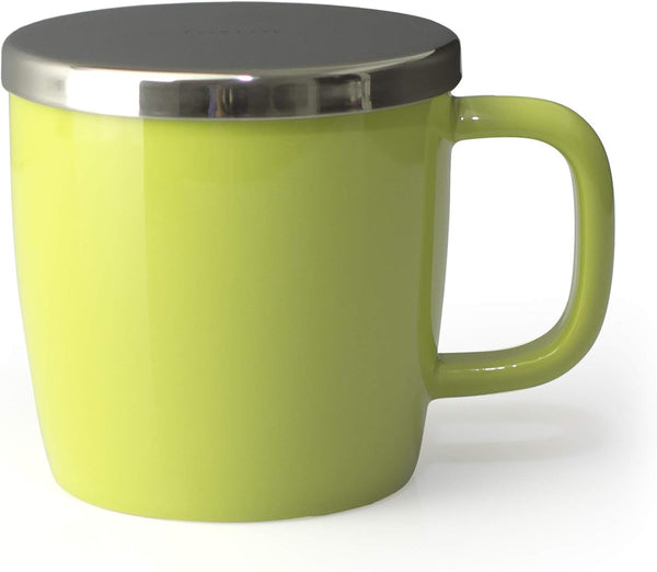 FORLIFE Dew Brew-In-Mug - Glossy Finish with Basket Infuser & Stainless Lid, 11 oz. (Lime)