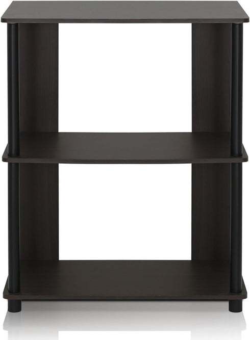 3-Tier Furinno JAYA Simple Design Bookcase / Bookshelf / Display Rack, Plastic Tubes, Walnut