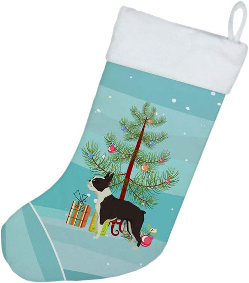 Caroline's Treasures CK3525CS Boston Terrier Christmas Tree Stocking - Fireplace Hanging Holiday Decor